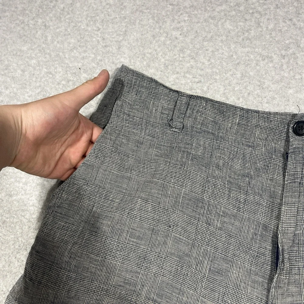 Banana Republic Shorts Mens 36 Blue Chino Linen Cotton Blend Plaid 10